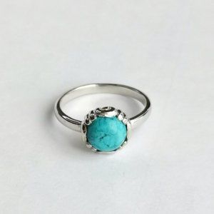 sterling silver turquoise gemstone ring size 6